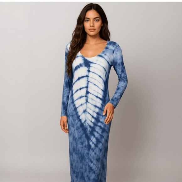 Romeo & Juliet Couture Dresses & Skirts - Romeo & Juliet Couture Womens Tie Dye Maxi Dress Size L Blue White Boho Resort
